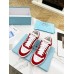 Prada Men's Downtown Sneakers in White and Red Leather Prada Men's Downtown Sneakers in White and Red Leather