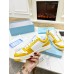 Prada Men's Downtown Sneakers in White and Yellow Leather Prada Men's Downtown Sneakers in White and Yellow Leather