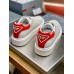 Prada Women's Macro Sneakers In White and Red Leather Prada Women's Macro Sneakers In White and Red Leather