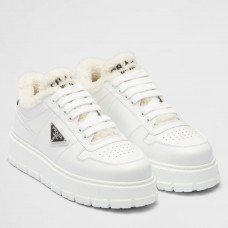 Prada Women's Low-top Sneakers in Leather and Shearling Prada Women's Low-top Sneakers in Leather and Shearling
