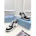 Prada Downtown High-heeled Sneakers in Black and White Leather