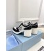 Prada Downtown High-heeled Sneakers in Black and White Leather