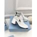 Prada Downtown High-heeled Sneakers In White Leather Prada Downtown High-heeled Sneakers In White Leather