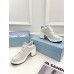 Prada Downtown High-heeled Sneakers In White Leather Prada Downtown High-heeled Sneakers In White Leather
