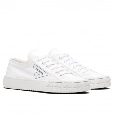 Prada Women's Low-top Sneakers In White Gabardine Fabric Prada Women's Low-top Sneakers In White Gabardine Fabric