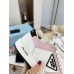 Prada District Sneakers in White and Pink Calfskin