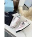 Prada District Sneakers in White and Pink Calfskin