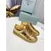 Prada Women's Downtown Sneakers In Gold Metallic Leather Prada Women's Downtown Sneakers In Gold Metallic Leather