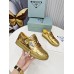 Prada Women's Downtown Sneakers In Gold Metallic Leather Prada Women's Downtown Sneakers In Gold Metallic Leather