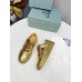 Prada Women's Downtown Sneakers In Gold Metallic Leather Prada Women's Downtown Sneakers In Gold Metallic Leather