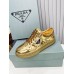 Prada Women's Downtown Sneakers In Gold Metallic Leather Prada Women's Downtown Sneakers In Gold Metallic Leather