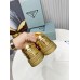 Prada Women's Downtown Sneakers In Gold Metallic Leather Prada Women's Downtown Sneakers In Gold Metallic Leather