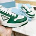Prada Downtown Sneakers in White and Green Calfskin Prada Downtown Sneakers in White and Green Calfskin