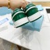 Prada Downtown Sneakers in White and Green Calfskin Prada Downtown Sneakers in White and Green Calfskin