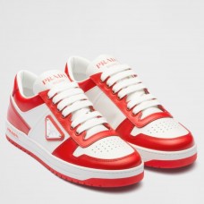 Prada Downtown Sneakers in White and Red Calfskin Prada Downtown Sneakers in White and Red Calfskin