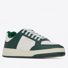 Saint Laurent Men's SL/61 Sneakers in Green and White Leather Saint Laurent Men's SL/61 Sneakers in Green and White Leather