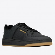 Saint Laurent Men's SL/61 Sneakers in Black Perforated Leather Saint Laurent Men's SL/61 Sneakers in Black Perforated Leather