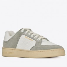 Saint Laurent Men's SL/61 Sneakers in Grey and White Leather Saint Laurent Men's SL/61 Sneakers in Grey and White Leather
