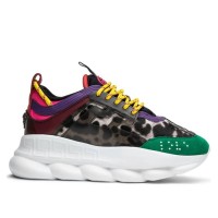 Versace Women's Multicolour Chain Reaction Sneakers With Leopard Print Versace Women's Multicolour Chain Reaction Sneakers With Leopard Print